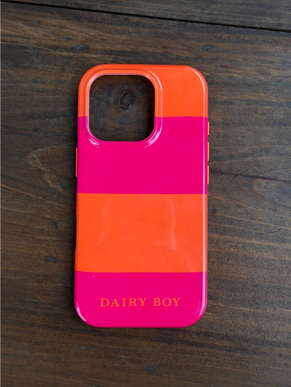 DAIRY BOY Pink & Orange Stripe Protective iPhone 17 Case